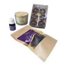 Kit Completo Lavanda Essência + Vela 100g + 6 Mini Velas + Wax Melts - Lar Fresh