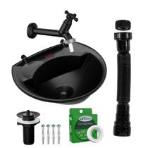 Kit completo Lavatório de 3,8 Litros Preto Redondo