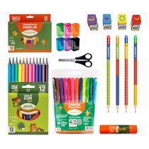 KIT Completo Leo Leo Volta as Aulas Infantil lapis canetinha massinha cola borracha apontador