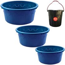 Kit Completo Limpeza e Organização: 3 Bacias de 18, 25 e 40 Litros + Balde 7L com Bico Resistente Empilhável Kit Completo Limpeza e Organização: 3 Bacias de 18, 25 e 40 Litros + Balde 7L com Bico Resistente Empilhável