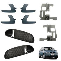 Kit Completo Maçaneta Interna Suporte Espelho Compatível Volkswagen Gol III 99 a 05 Parati III 99 a 05 Saveiro III 00 a 05
