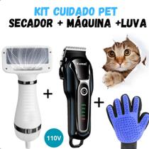 Kit Completo Máquina Tosa KM 1991 + Secador 2 em 1 e Luva Azul Kit Completo Máquina Tosa KM 1991 + Secador 2 em 1 e Luva Azul