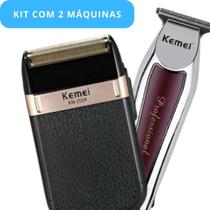 Kit Completo Masculino KEMEI: Barbeador 2024 e Máquina 9164