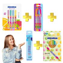 Kit Completo Mentos Canetas Coloridas+canetinha+marca-texto Kit Completo Mentos Canetas Coloridas+canetinha+marca-texto