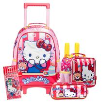 Kit Completo Mochila Carrinho Hello Kitty Escolar Meninas