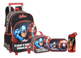 Kit Completo Mochila Escolar Capitão América Rodinhas Grande