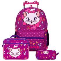 Kit Completo Mochila infantil Escolar de Rodinhas Marie