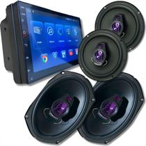 Kit Completo Multimídia Bluetooth Automotiva C/Wifi 7 Pol. + Par Alto-Falantes 6 Pol. e 6x9 Triaxial