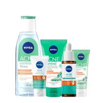 Kit Completo Nivea Acne Control com Sabonete, Tônico, Sérum, Hidratante e Esfoliante Controle de Oleosidade, Pele Limpa, Saudável e Sem Acne