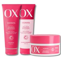 KIT Completo OX HIDRATA Shampoo Condicionador 200ML Máscara de Tratamento 300G Hidratação