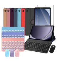 Kit Completo p/ Tab Samsung A9 Plus: Capa Giratória, Teclado Bluetooth, Mouse e Película Vidro