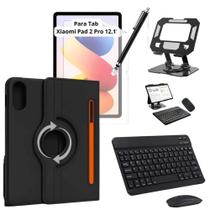 Kit Completo P/ Tablet Xiaomi Redmi Pad 2 Pro 12.1' Case + Teclado + Suporte + Pelicula