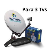 Kit Completo para 3 TVs da nova parabolica digital vivensis