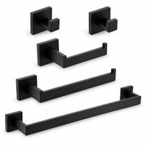 kit completo para banheiro preto fosco premium luxo banheiro moderno Casa Moderna Porta Toalhas Porta Papel Toalheiro