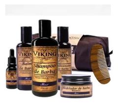Kit Completo Para Barba + Pente Madeira - Linha Mar - Viking