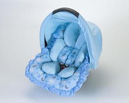 Kit Completo para Bebê Conforto Capa +Redutor Anatômico + Capota + Cinto ceu azul