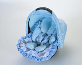 Kit Completo para Bebê Conforto Capa +Redutor Anatômico + Capota + Cinto nuvem azul