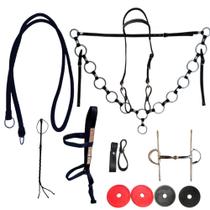 Kit Completo Para Cavalgada Passeios Peitoral Cabeçada Redea Cabresto Bridão Protetores