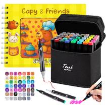 Kit Completo Para Colorir Livro Estilo Bobbie Goods Capivara Capa Dura Amarelo Espiral Acetato 150G 48 Canetas Ponta Dup