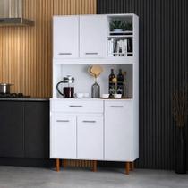 Kit Completo para Cozinha Armário Compacto com Nichos Multiuso, 5 Portas e 1 Gaveta