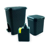 Kit Completo Para Cozinha Dispenser e Lixeiras 5 e 7 Litros