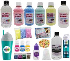 Kit Completo Para Fazer Slime Colas Branca Transparente Corantes Colorir