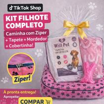 Kit Completo para Filhote Caminha com Zíper Lavável Tapete Higiênico Mordedor Coberta Pet Pequeno Médio Kit Completo para Filhote Caminha com Zíper Lavável Tapete Higiênico Mordedor Coberta Pet Pequeno Médio