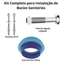 Kit Completo para Instalação de Bacios Sanitários Anel, Parafusos eTubo de Ligação.