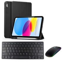 Kit Completo Para iPad 10ª Geração (2022) Capa Smart + Teclado + Mouse + Película