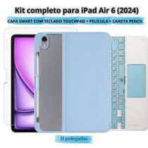 Kit completo para iPad Air 6 (2024) Capa Smart, pelicula de vidro, teclado touchpad e caneta pencil