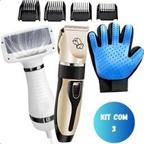 Kit Completo para Pets: Secador 2 em 1 1, Tosa e Luva Azul