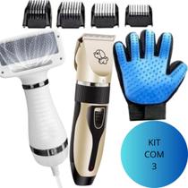 Kit Completo para Pets: Secador 2 em 1 e Luva de Silicone Azul