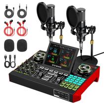 Kit Completo para Podcast tenlamp G10 Mixer com 2 Microfones Condensadores