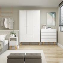 Kit Completo para Quarto Guarda Roupa Cômoda Mesa Retrô Menu Móveis