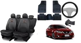 Kit Completo para Sentra 2015-2020: Capa de Couro, Tapetes e Capa de Volante