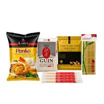 Kit Completo para Sushi Hot Roll com Panko, Arroz, Nori, Esteira e Hashis Kit Completo para Sushi Hot Roll com Panko, Arroz, Nori, Esteira e Hashis