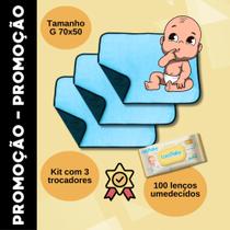 Kit Completo para Trocas sem Estresse: Trocador Absorvente + 100 Lenços Umedecidos Kit Completo para Trocas sem Estresse: Trocador Absorvente + 100 Lenços Umedecidos