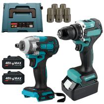 Kit Completo Parafusadeiras Chave De Impacto Bivolt Com Baterias 48v Maleta De Transporte