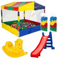 Kit Completo Piscina de Bolinhas 1,50m 1000 Bolinhas Coloridas Escorregador Médio Gangorra 1 Lugar Kit Completo Piscina de Bolinhas 1,50m 1000 Bolinhas Coloridas Escorregador Médio Gangorra 1 Lugar