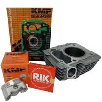 Kit Completo Pistão Cilindro Kmp Premium Anéis Rik Cg 150 Bros 150 P/ 220cc