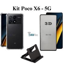 Kit Completo Poco X6 Capa + Película 3D de Vidro + Acessórios para Xiaomi Poco X6