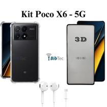 Kit Completo Poco X6 Capa + Película 3D de Vidro + Acessórios para Xiaomi Poco X6