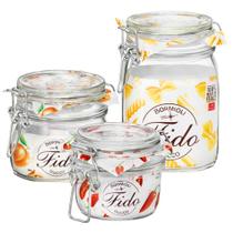 Kit Completo Pote Hermético de Vidro Bormioli Rocco Fido 3pçs Transparente Original Itália Kit Completo Pote Hermético de Vidro Bormioli Rocco Fido 3pçs Transparente Original Itália