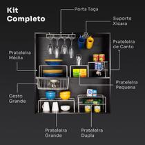 Kit completo Prateleira Organizador Armário Cesto e Suporte - Fiver