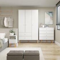 Kit Completo Quarto Guarda Roupa Cômoda Mesa Menu Móveis Branco