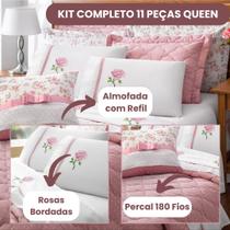 Kit Completo Queen Cobre Leito e Jogo de Lençol 11 Peças Algodão Athena