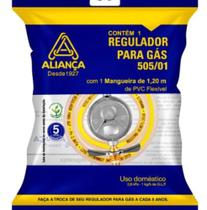 Kit Completo Registro Regulador de Gás Aliança + 1 Mangueira 1.20cm.