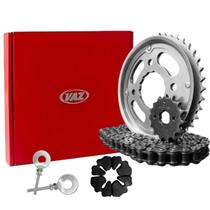 Kit Completo Relação Transmissão VAZ Com Par Esticador Corrente Com Jogo Coxim Coroa Cg Titan Fan Start 160 2016 a 2024 Aço 1045 Linha Xtreme H04008X