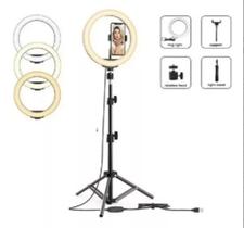 Kit Completo Ring Light 10 26cm com Tripé grande profissional