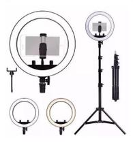 Kit Completo Ring Light Com Tripé Dimmer Youtuber Selfie PrO 2M